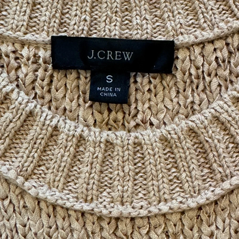 J CREW Sweater Tank Top High Neck Textured Knit Natural Tan Sz S Preppy Vacation - Picture 9 of 11